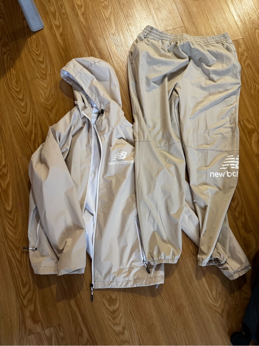 New Balance Light Beige Hooded Track Jacket & Pants Set